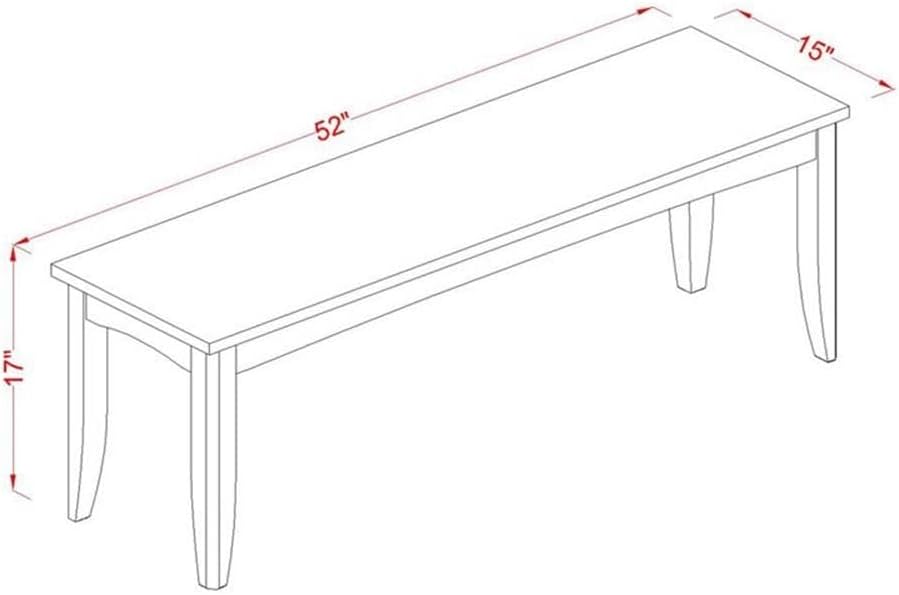 East West Furniture PFB-CAP-W Parfait Dining Table Bench with Wooden Seat, 52...