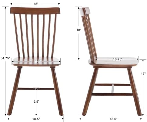 Windsor Dining Chairs Set of 4, Spindle Back Wooden Chairs