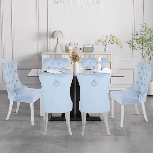 Velvet Dining Chairs Set of 4,Upholstered Dining Room Chairs with Stainless S...