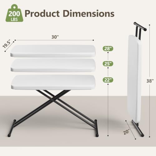 Folding Table 30 Inch - 4pack,Small Desk Adjustable Height TV Tray for Laptop...