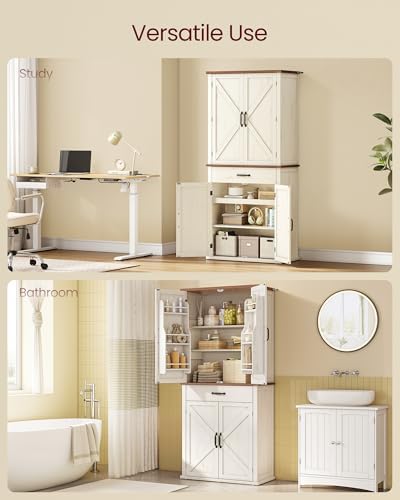 VASAGLE Pantry Cabinet, Freestanding Tall Cupboard with a Drawer | 15.8 x 31....