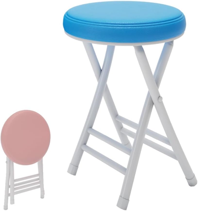 20" Home Folding Stool Collapsible Padded Bar Stool Round Kitchen Stools...