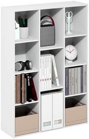Furinno LUDER Book Shelf, 11-Cube Bookshelf, Reversible Bookcase, 9.4 x 29.1 ...