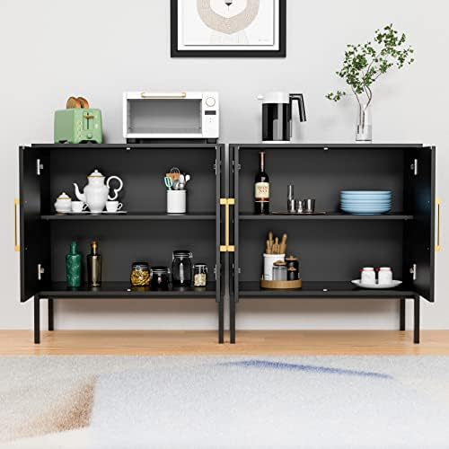 CARPETNAL Set of 2 Accent Storage Cabinet with Doors and Adjustable Shelf, Fr...