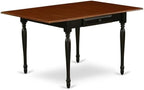 East West Furniture MZAN3-BCH-W 3 Piece Dining Table Set for Small Spaces Contains a Rectangle Dining Room Table with Dropleaf and 2 Wood Seat Chairs, 36x54 Inch, Black & Cherry
