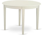 East West Furniture BOAD5-LWH-LC 5 Piece Dining Room Furniture Set Includes a Round Kitchen Table and 4 Faux Leather Upholstered Dining Chairs, 42x42 Inch, Linen White
