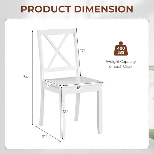 GIANTEX Wood Dining Chairs Set of 4 White, Armless Kitchen Chair w/Rubber Woo...