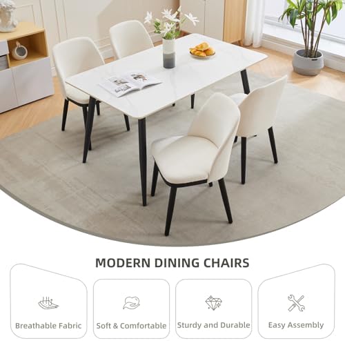 GarveeHome Wooden Dining Chairs Set of 6 Linen Upholstered Kitchen Chairs