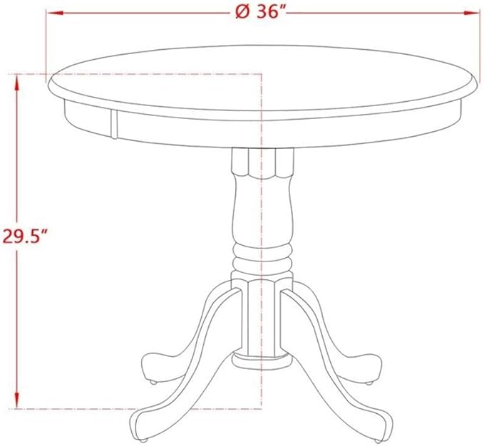 East West Furniture AMVA3-OAK-W 3 Piece Modern Dining Table Set Contains a Round Kitchen Table with Pedestal and 2 Dining Chairs, 36x36 Inch, Oak