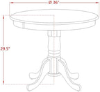 East West Furniture AMVA3-OAK-W 3 Piece Modern Dining Table Set Contains a Round Kitchen Table with Pedestal and 2 Dining Chairs, 36x36 Inch, Oak