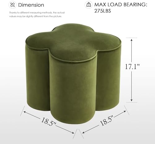 Zesthouse Flower Pouf Ottoman Foot Rest, Velvet Fabric Poofy Ottoman Stool | ...