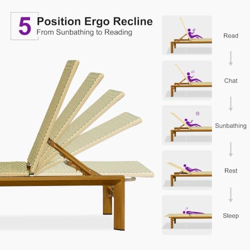 PURPLE LEAF Extra Wide Patio Lounge Chair Resort Wicker Set of 2, Green | Dur...