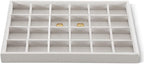 Velvet Stackable Jewelry Display Tray, 24 Grid Earring Ring Storage Tray, Drawer Divider Jewelry Accessories Organizer Plate (White)