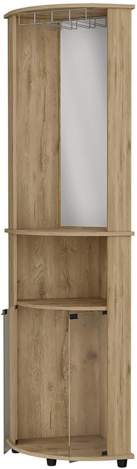 Storage Cabinet 2-Shelf Corner Wine Cabinet with Glass Rack, Tall Pantry Side...