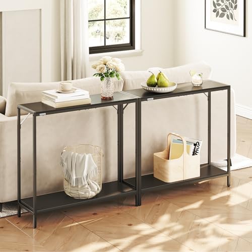 MAHANCRIS 30" Narrow Console Table, 2-Tier Small Entryway Table with She...