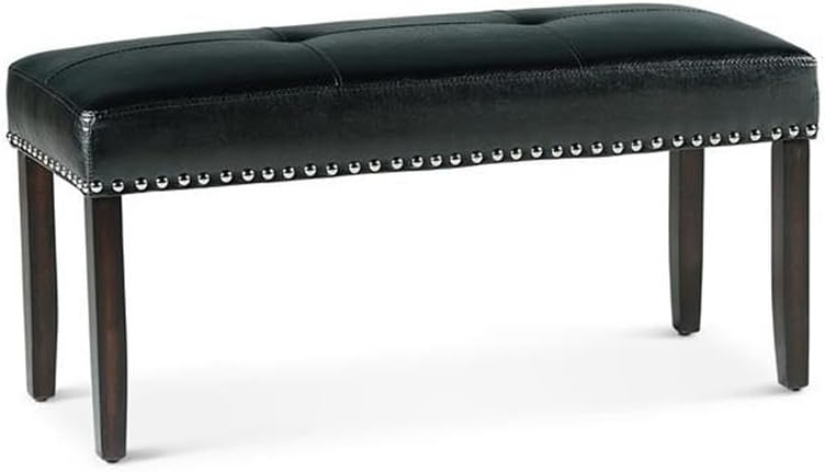 Steve Silver Westby Black PU Dining Bench w/Nailhead, Upholstered in Easy-Car...