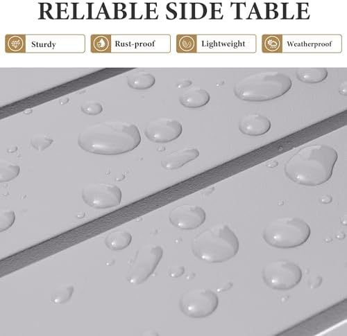Crestlive Products Outdoor Side Table Set of 2, Aluminum Rectangular Side/End...