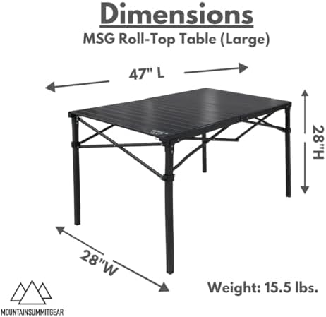 MOUNTAIN SUMMIT GEAR Heavy-Duty Roll-Top Table for Camping (Large) - Portable...