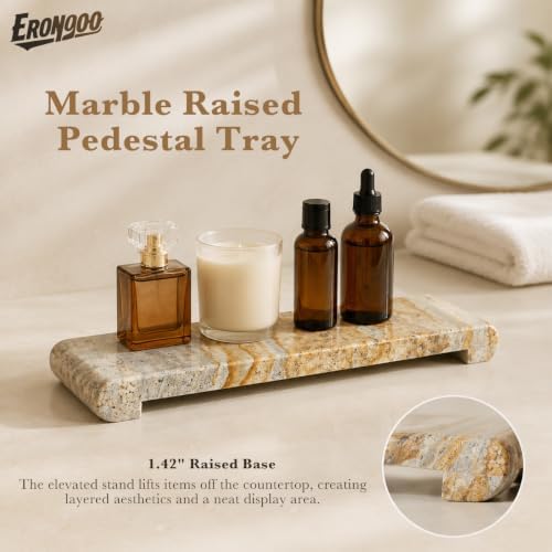 16"x4" Natural Marble Tray Pedestal Stand, Bathroom Counter Vanity ...