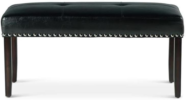 Steve Silver Westby Black PU Dining Bench w/Nailhead, Upholstered in Easy-Car...