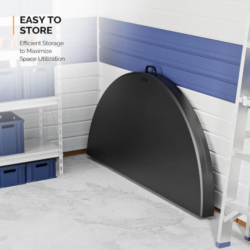 VINGLI Black 48" Round Bi-Folding Commercial Table, 4 Feet Portable Plas...
