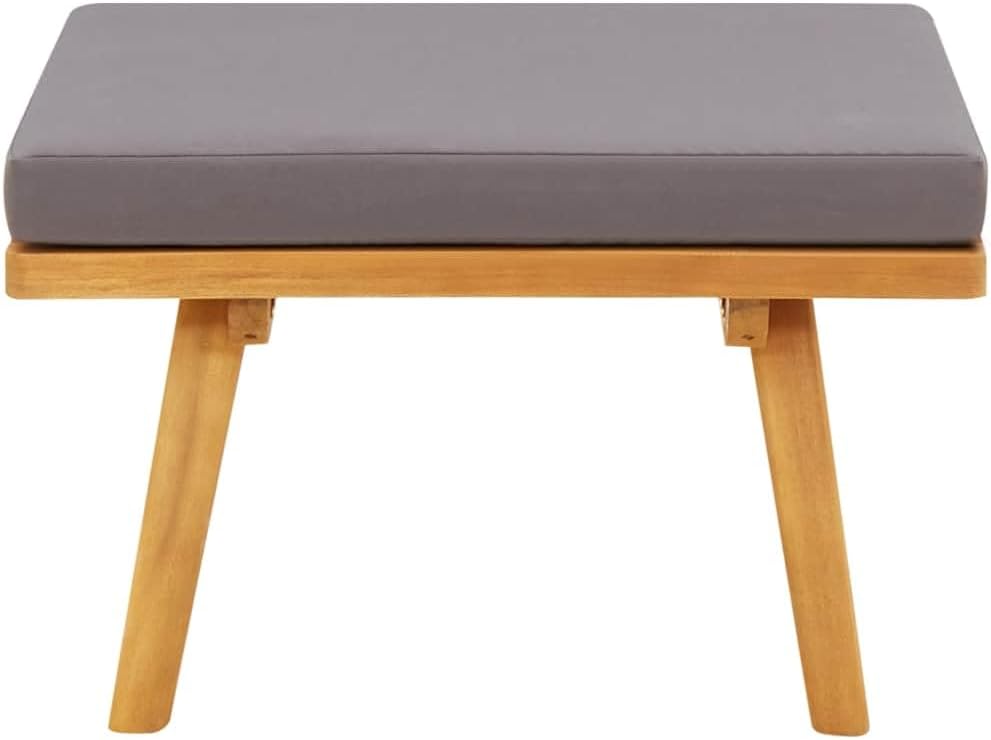 Solid Acacia Wood Footrest with Cushion for Garden Patio, Garden Ottoman Stoo...