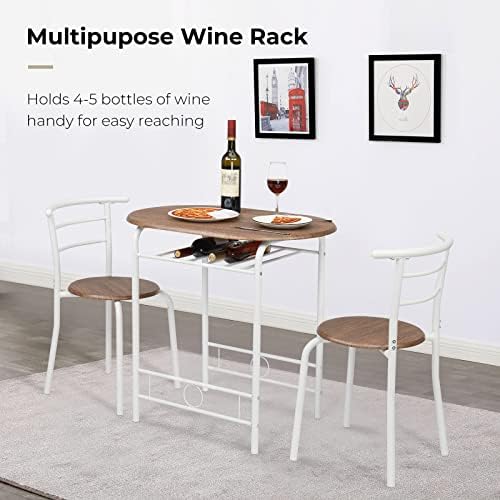 VINGLI 3 Piece Dining Set,Small Kitchen Table Set for 2,Breakfast Table Set,K...