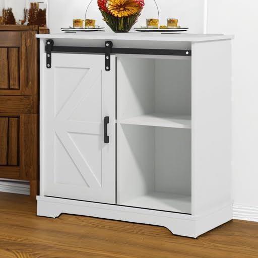 Panana Sliding Barn Door Buffet Sideboard Storage Cabinet Coffee Bar Kitchen ...
