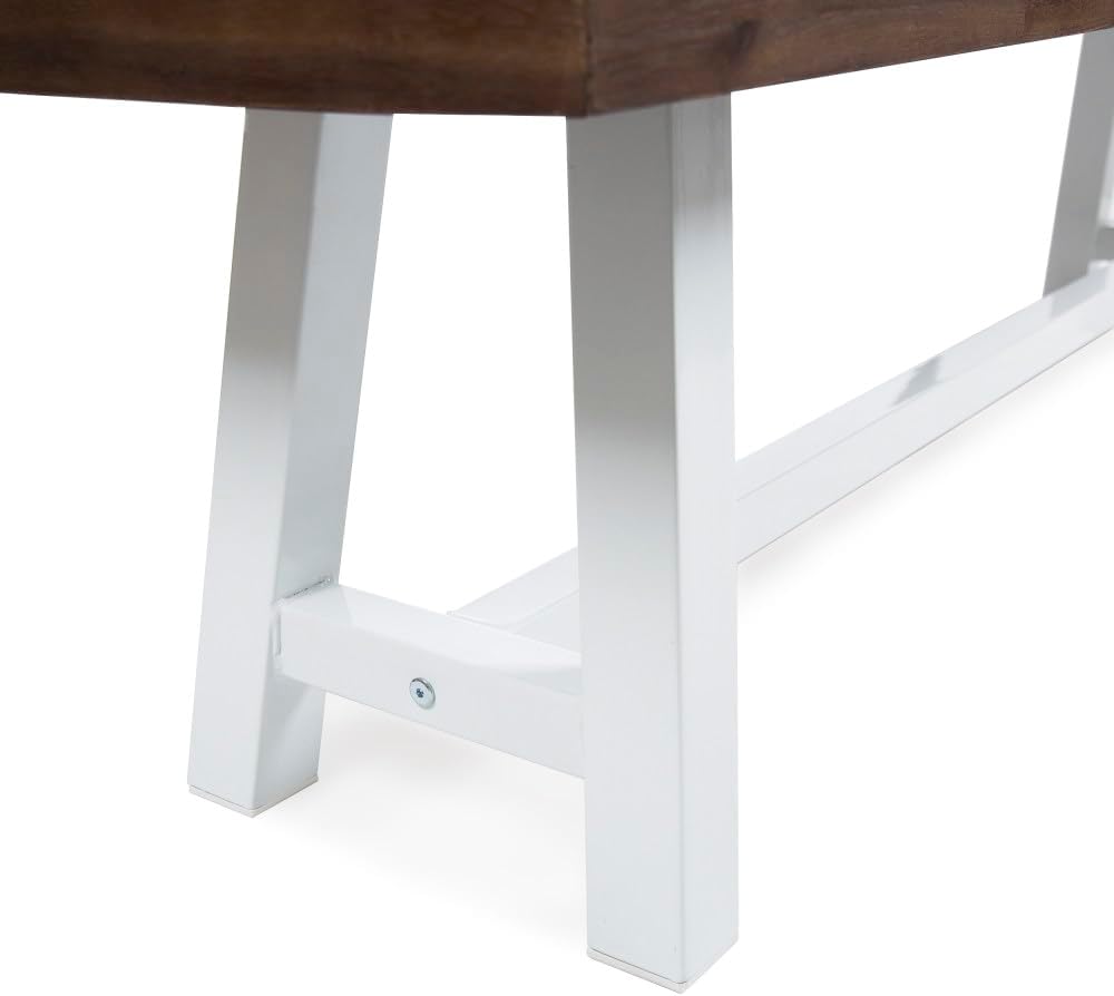 Saiveina Outdoor Carlisle Benches, Sandblasted Dark Brown + White(Set of 2)