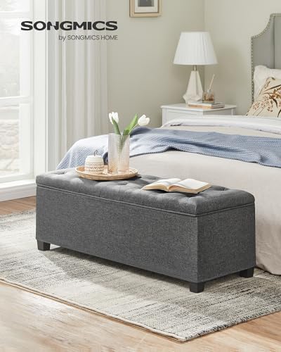 SONGMICS Storage Ottoman Bench, Foot Rest with Legs, Load up to 661.4 lb | En...