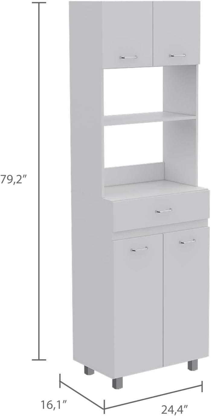 Pembrooke 2-Shelf 1-Drawer Microwave Storage Cabinet - White