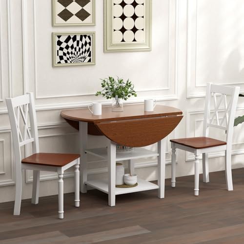 GIANTEX Dining Room Chairs Set of 2 White, Wooden Farmhouse Kitchen Chairs