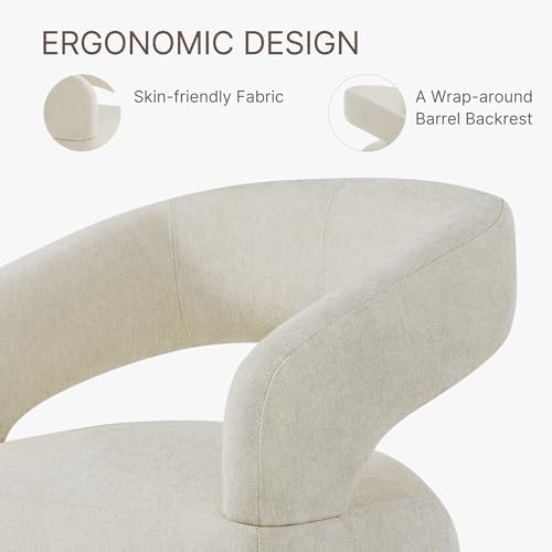 KISLOT Upholstered Dining Chairs Set of 4 with Casters, Cream Beige