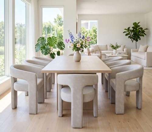 RIVOVA Modern Barrel Dining Chairs Set of 6, PU Leather Upholstered Accent Si...