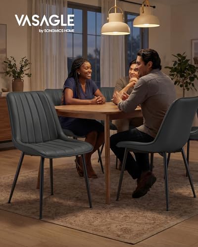 VASAGLE Dining Chairs Set of 6, Upholstered Kitchen Chairs, PU Leather