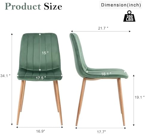 Dining Chairs Set of 4, Modern Kitchen Dining Room Chairs, Ergonomic Velvet D...