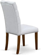 East West Furniture DLEL5-ANA-05 5 Piece Dinette Set for 4 Includes a Round Dining Room Table with Dropleaf and 4 Grey Linen Fabric Upholstered Parson Chairs, 42x42 Inch, Natural