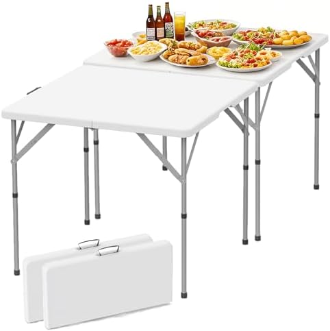 34'' Square Folding Card Table 2 Pcs,Dining Table with Handle & S...