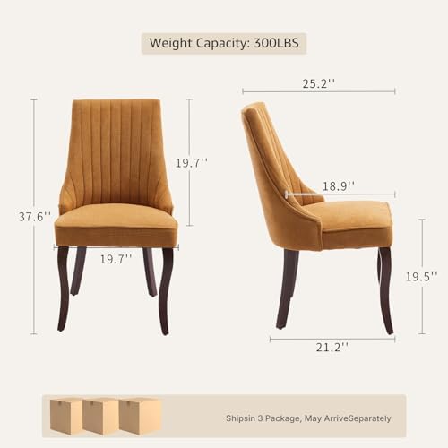 Upholstered Dining Chairs Set of 6, High Back Side Chairs for Kitchen and Din...