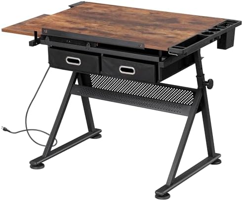 ZENY Adjustable Drafting Table with Stool Tilting Drawing Desk Artist Table |...