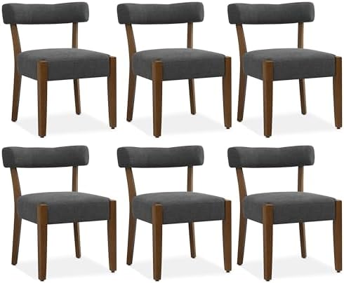 RNKSFX Upholstered Dining Chairs Set of 6, Walnut Wooden Kitchen & Dining...