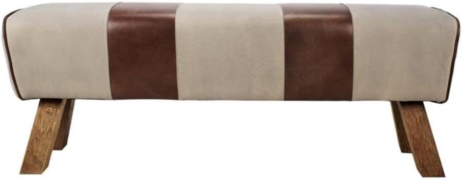 Moe's Home Collection Pommel 18.5" Leather Upholstered Bench in Brow...