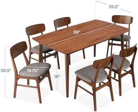 Best Choice Products 7-Piece Wooden Dining Room Table Set, Mid-Century Modern...