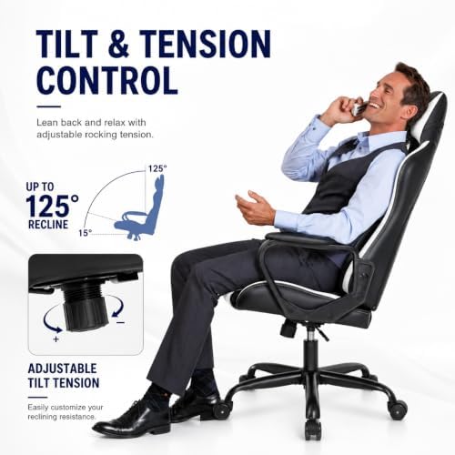 BestOffice High-Back Gaming Chair PC Office Chair Computer Racing Chair PU De...