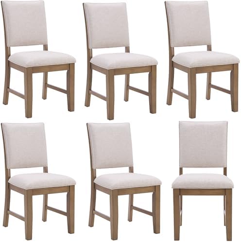 Upholstered Dining Chairs Set of 6 Farmhouse Kitchen Chairs with Cross Back A...