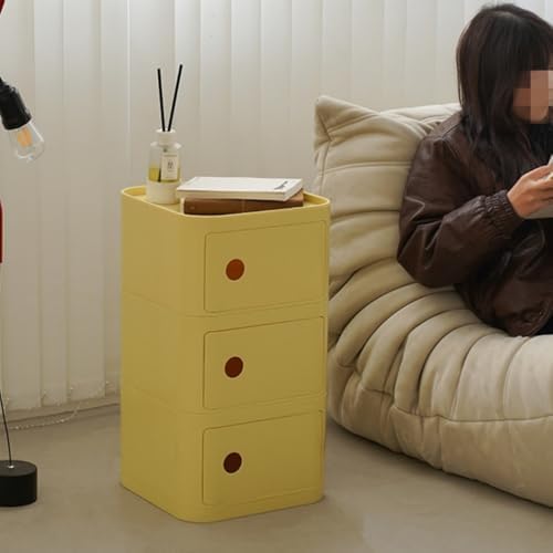 Square Night Stand with Magnetic Door, Plastic Stackable Small Storage Cabine...