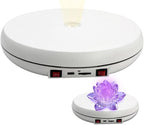 JAYEGT Motorized Rotating Display Stand with LED Light , 10 inch /55lbs Load, 360 Degree Electronic Turntable Display Stand for Photography Products Shows, Jewelry, Watch, 3D Models, Cake (White)