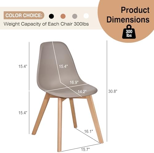 VECELO Dining Chairs Set of 4, Mid-Century Modern Kitchen & Dining Room C...