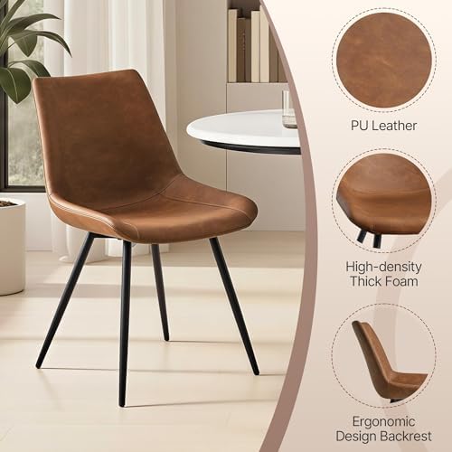 Yaheetech Dining Chairs Set of 2 Mid Century Modern Kitchen Chairs Brown