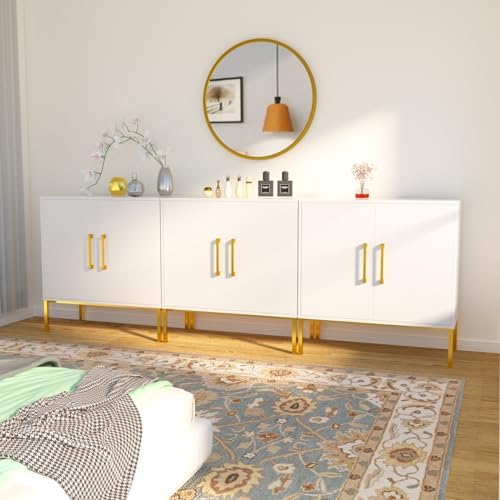 JOZZBY Buffet Sideboard Cabinet Set of 3 with Storage and Adjustable Shelves,...